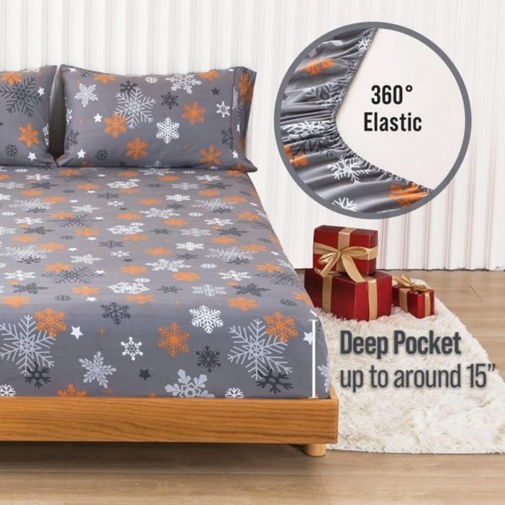 Queen‎ Grey 4PC Microfiber up to Around Double Bedding Bed Sheet - Picture 4 of 8